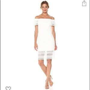 bebe White Lace Off the Shoulder Dress 2